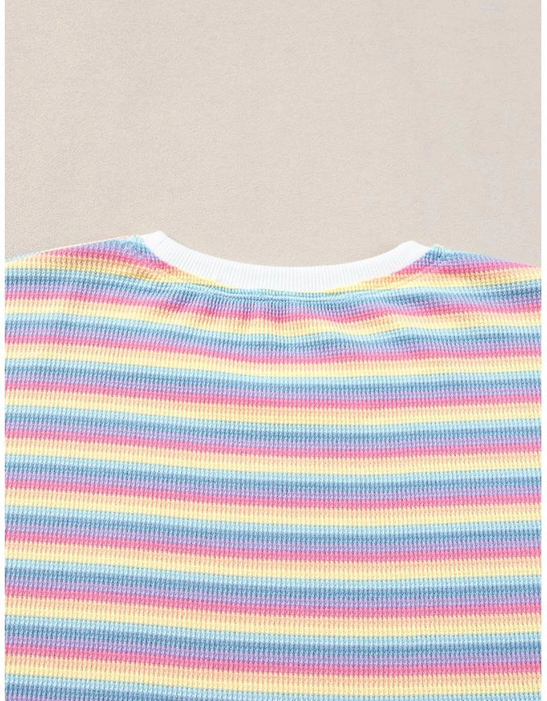 Pink Stripe Rainbow Tee Tasseled String Wide Leg Pants Set