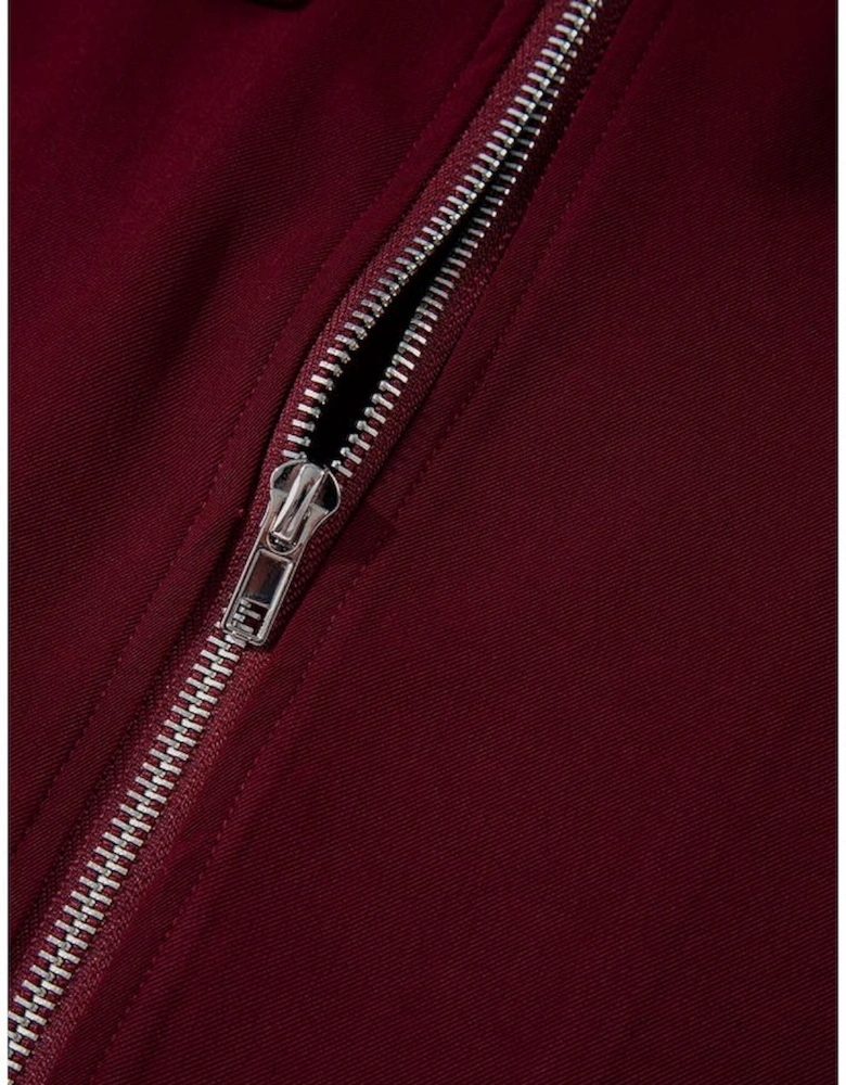 Red Dahlia Collar Tab Sleeve Zip Up Flap Detail Jacket