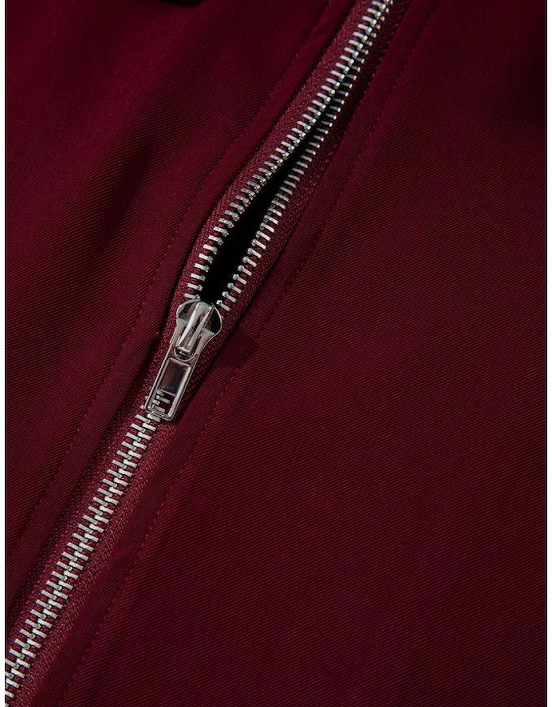 Red Dahlia Collar Tab Sleeve Zip Up Flap Detail Jacket