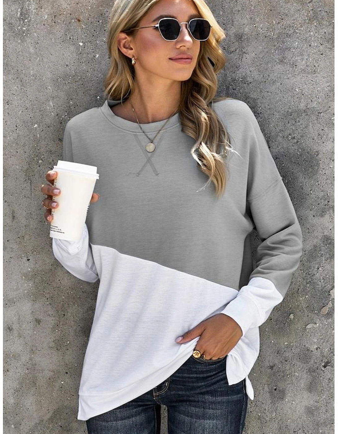 Patchwork Dropped Shoulder Sweatshirt