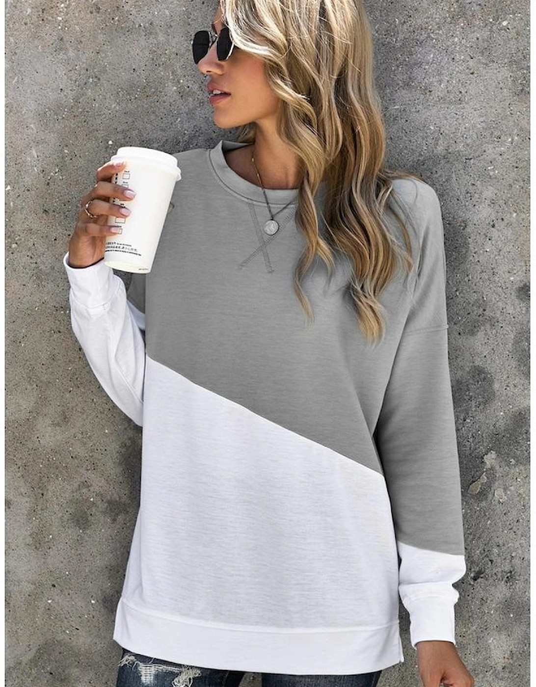 Patchwork Dropped Shoulder Sweatshirt