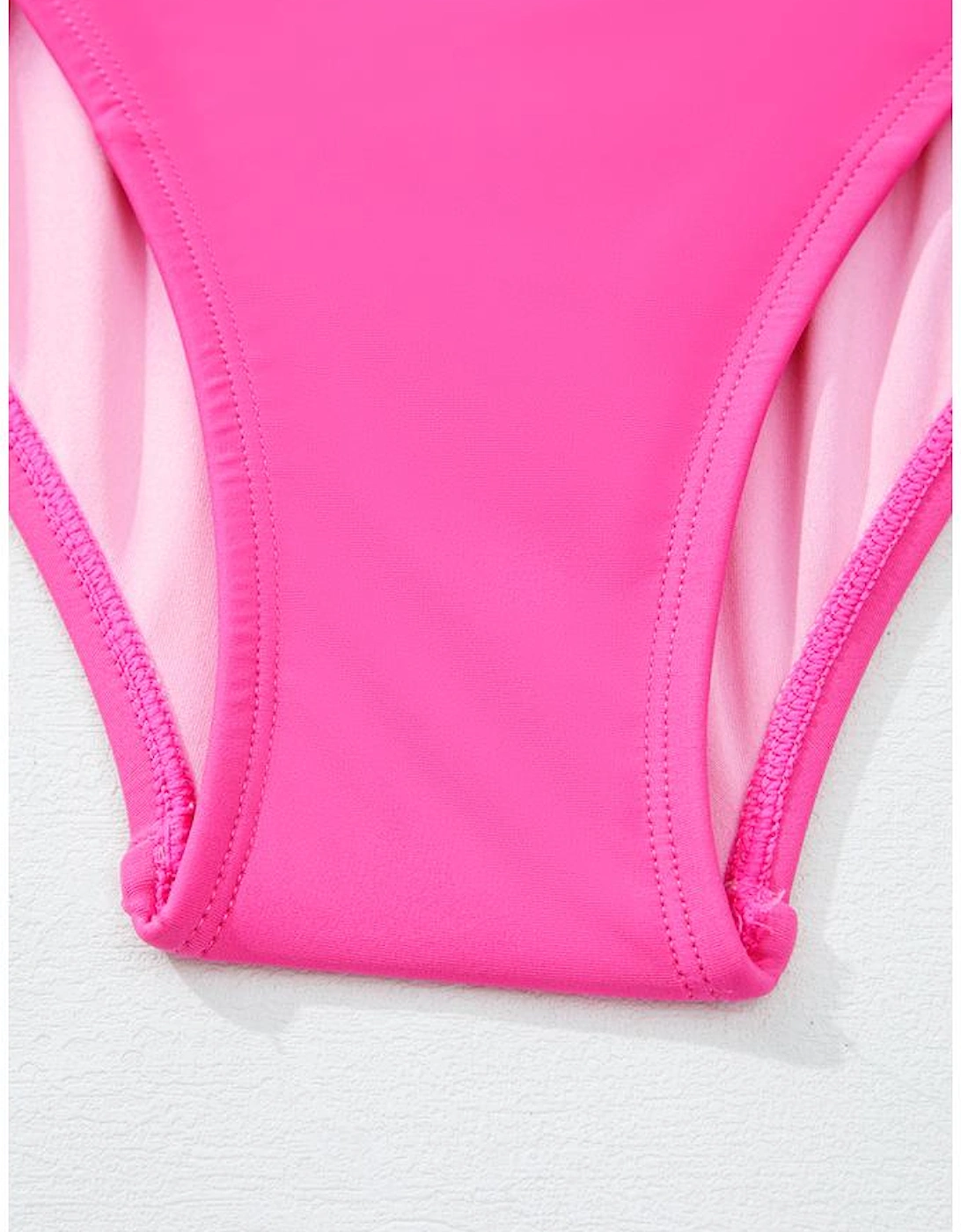 Rose Red Square Neck Knotted Shoulder Open Back One Piece Swimsuit