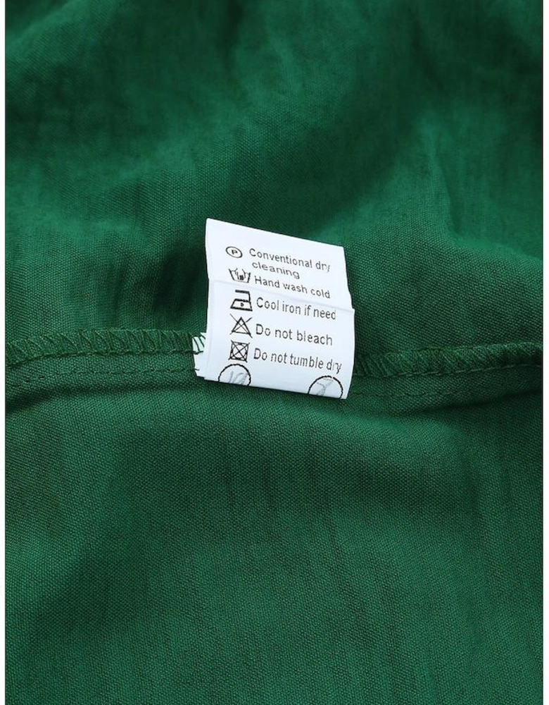 Green Smocked Wrist Shift Top