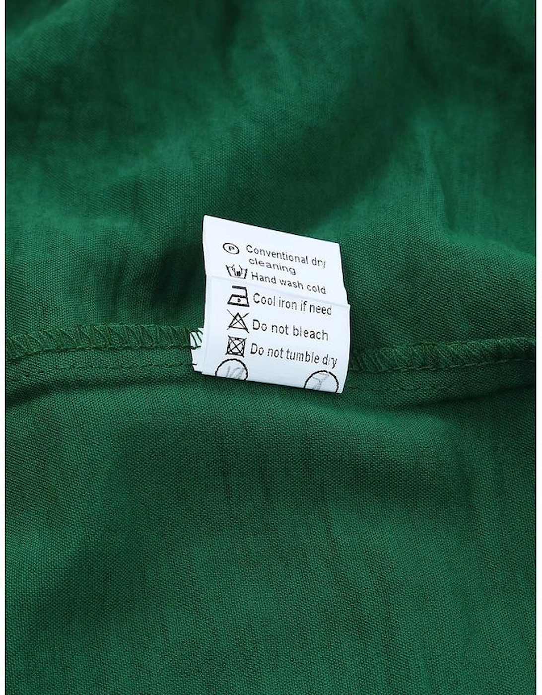 Green Smocked Wrist Shift Top