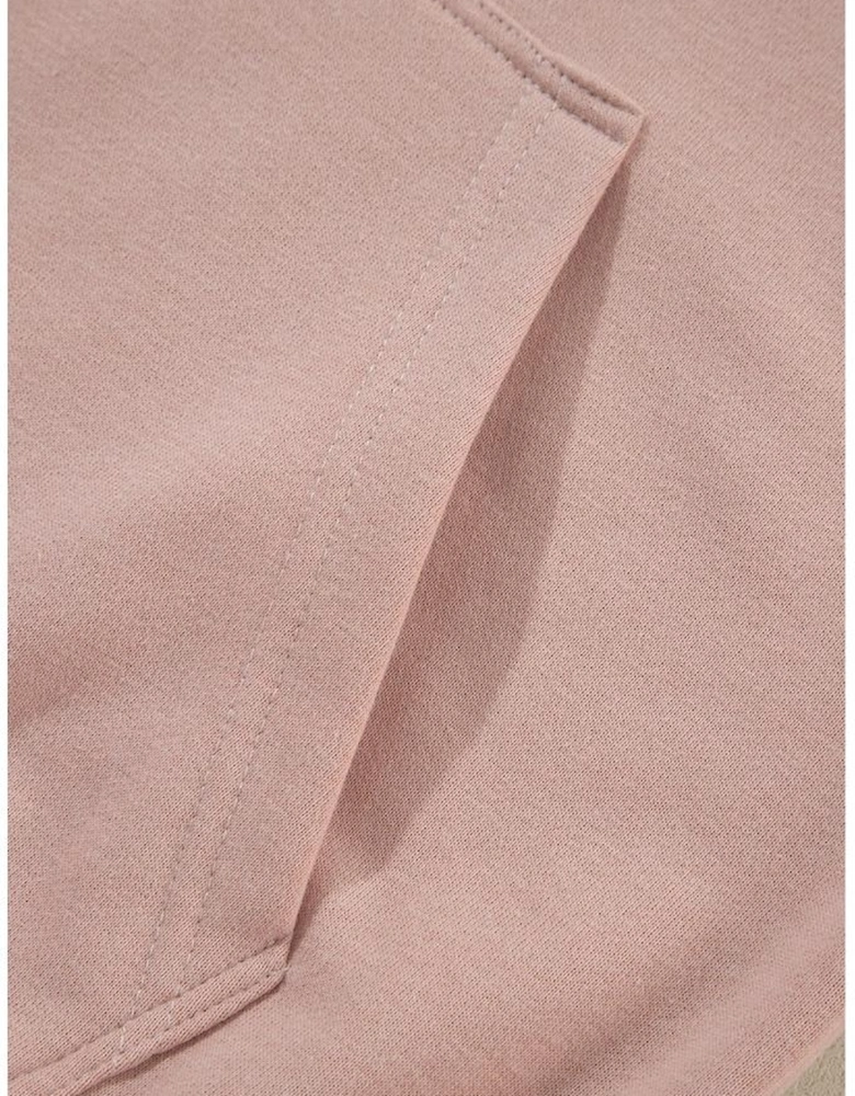 Fushia Solid Color Rivet Stud Raglan Sleeve Hoodie with Pocket