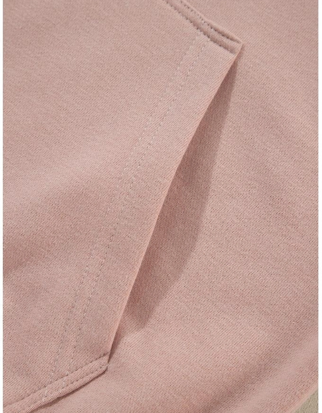 Fushia Solid Color Rivet Stud Raglan Sleeve Hoodie with Pocket