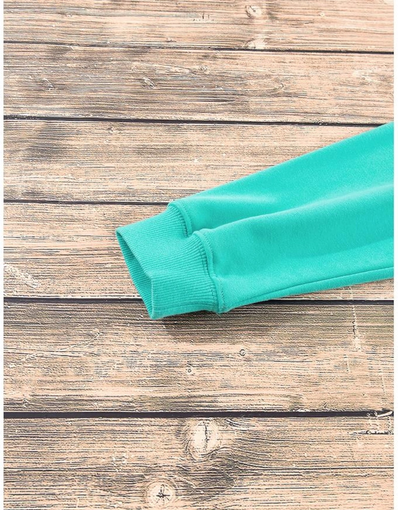 Aruba Blue Plain Drop Shoulder Crewneck Pullover Sweatshirt