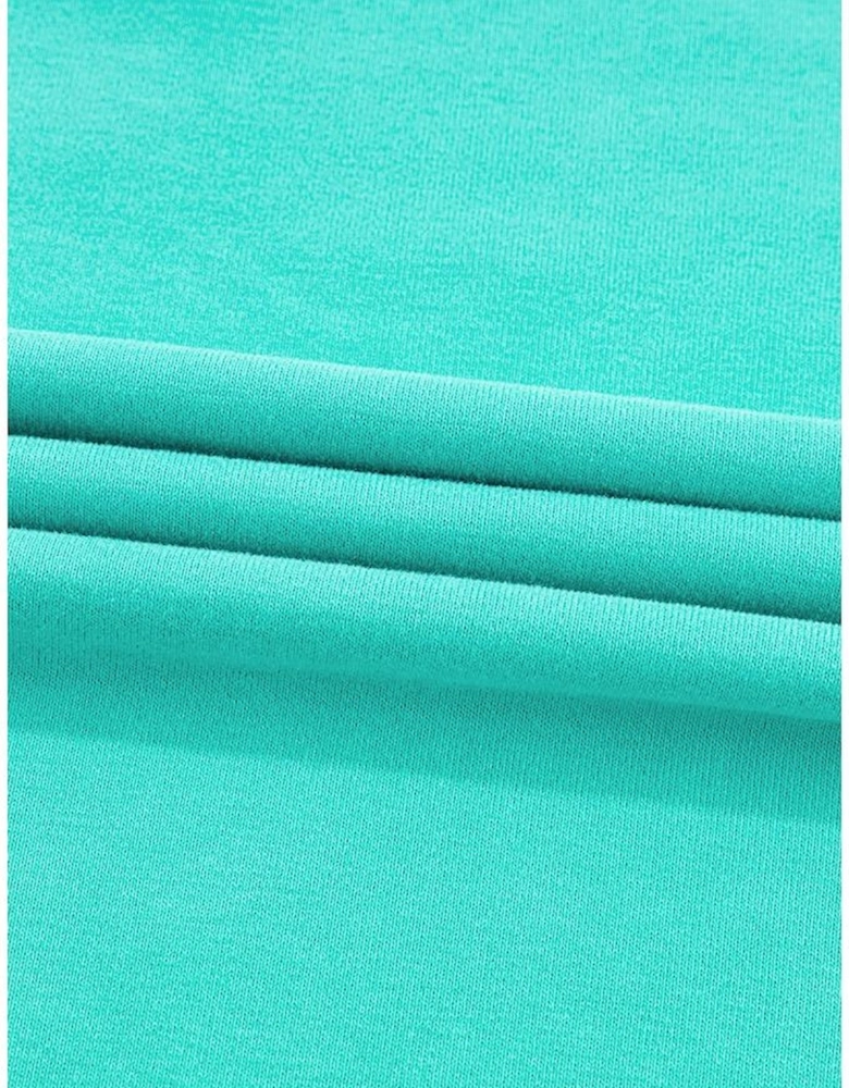 Aruba Blue Plain Drop Shoulder Crewneck Pullover Sweatshirt