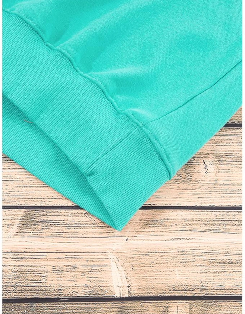 Aruba Blue Plain Drop Shoulder Crewneck Pullover Sweatshirt