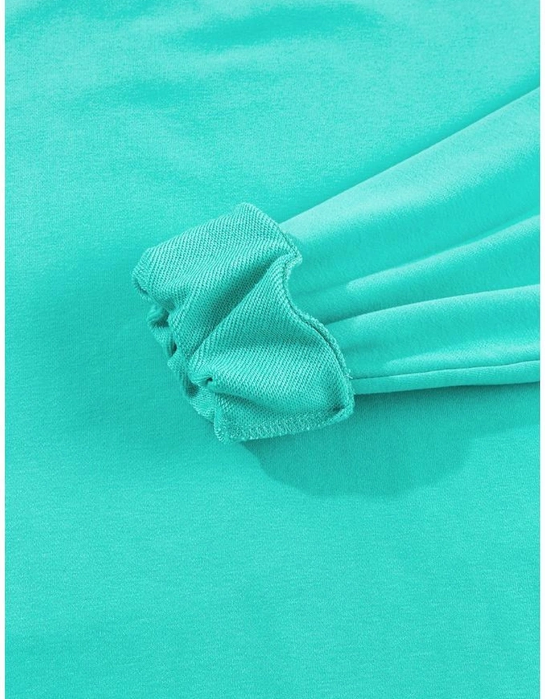 Aruba Blue Plain Drop Shoulder Crewneck Pullover Sweatshirt