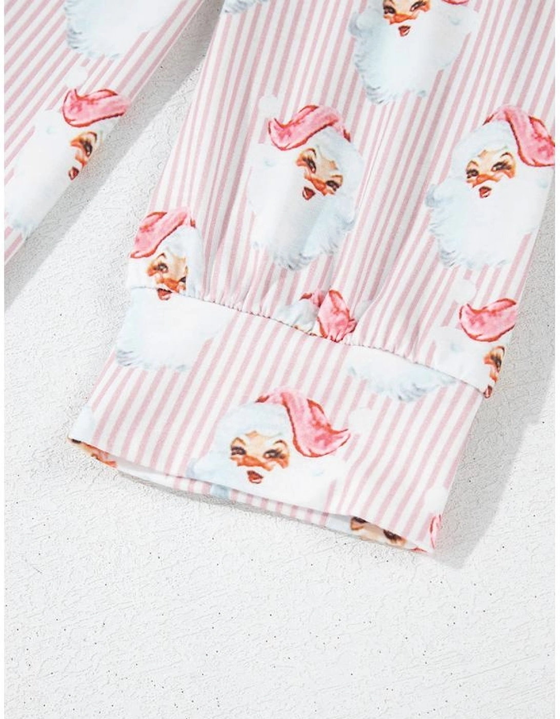 Pink Santa Claus Striped Print Loose Fit Two Piece Lounge Set