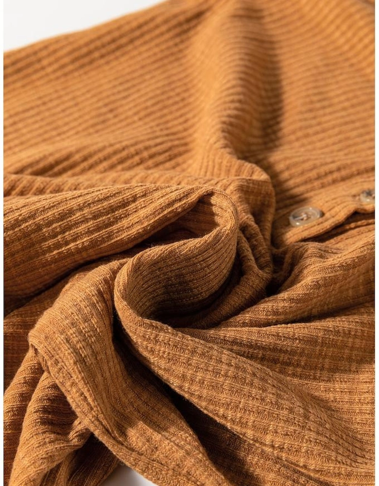 Straw Yellow Ribbed Front Knot Buttoned Thin Strap Tank Top