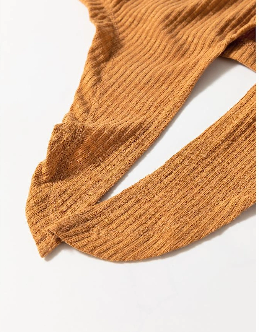 Straw Yellow Ribbed Front Knot Buttoned Thin Strap Tank Top