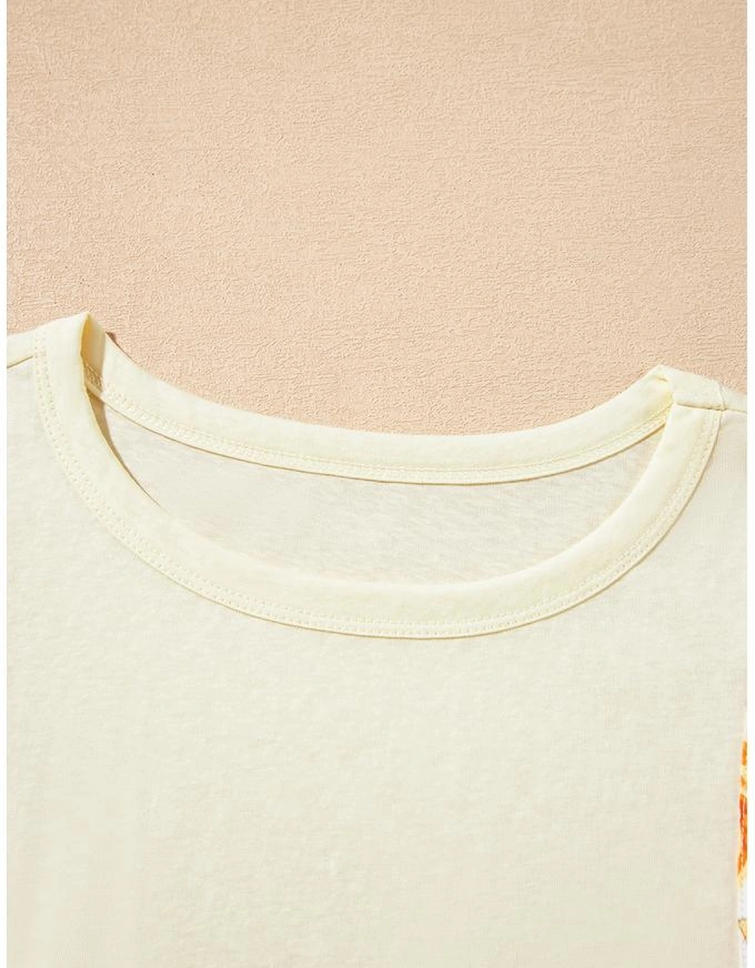 Beige Floral Patchwork Half Batwing Sleeve Blouse