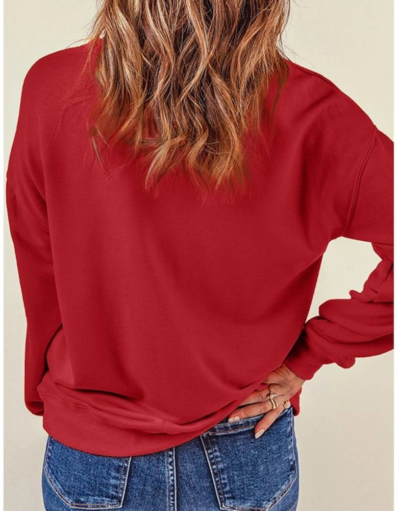 Red Puff XOXO Print Valentines Heart Sweatshirt