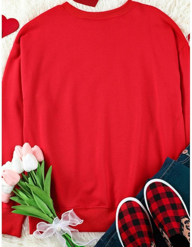 Red Puff XOXO Print Valentines Heart Sweatshirt