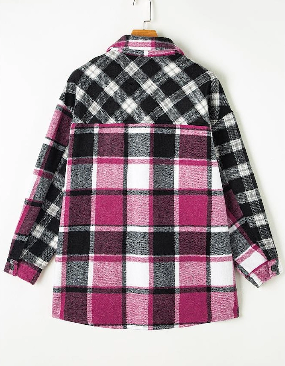 Black Plaid Colorblock Loose Shacket
