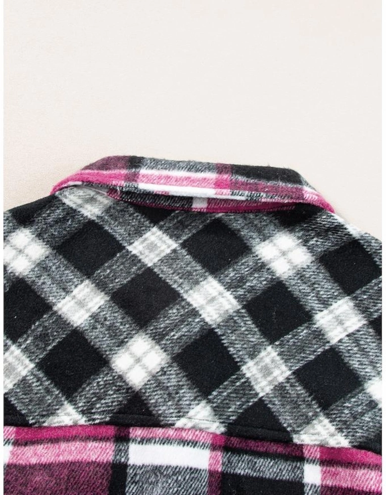 Black Plaid Colorblock Loose Shacket