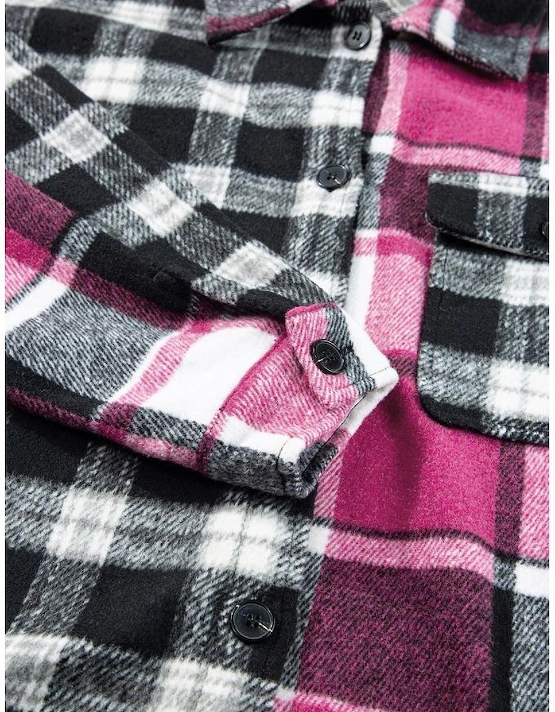 Black Plaid Colorblock Loose Shacket