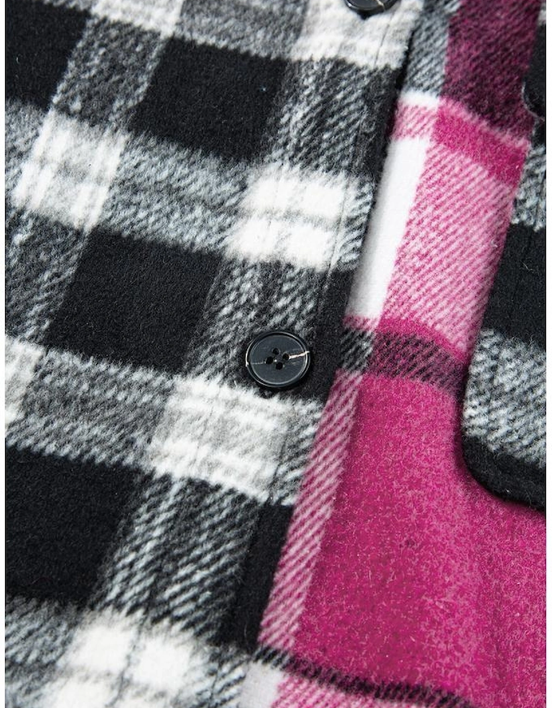 Black Plaid Colorblock Loose Shacket