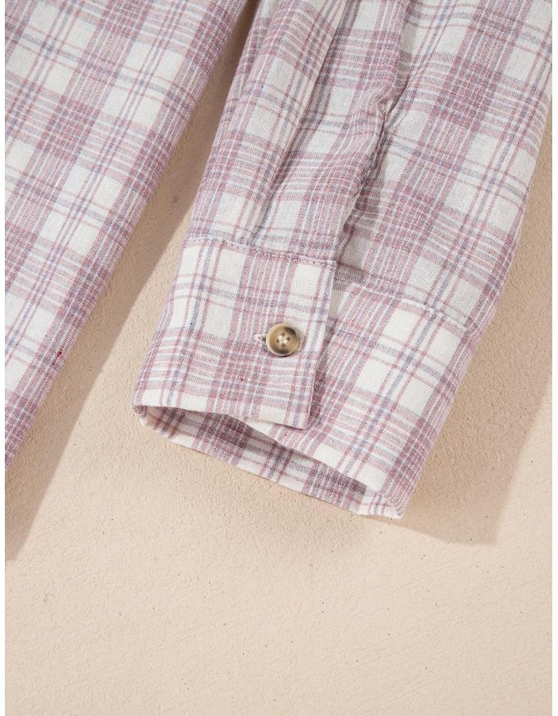 Bonbon Plaid Print Drawstring Hooded Button-up Plus Size Shirt