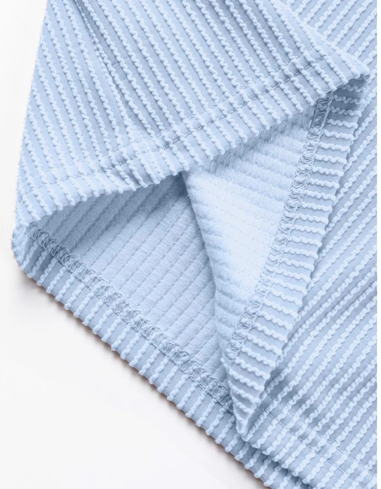Light Blue Rib Textured Colorblock T Shirt