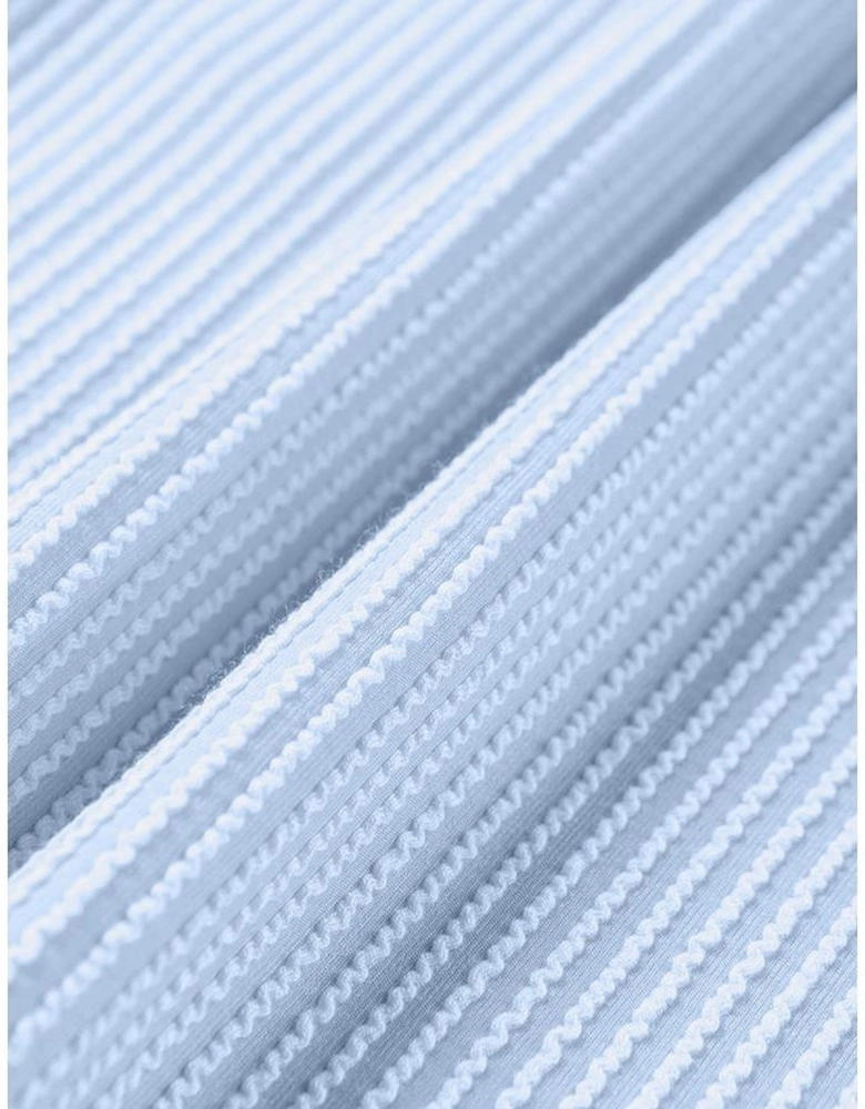 Light Blue Rib Textured Colorblock T Shirt