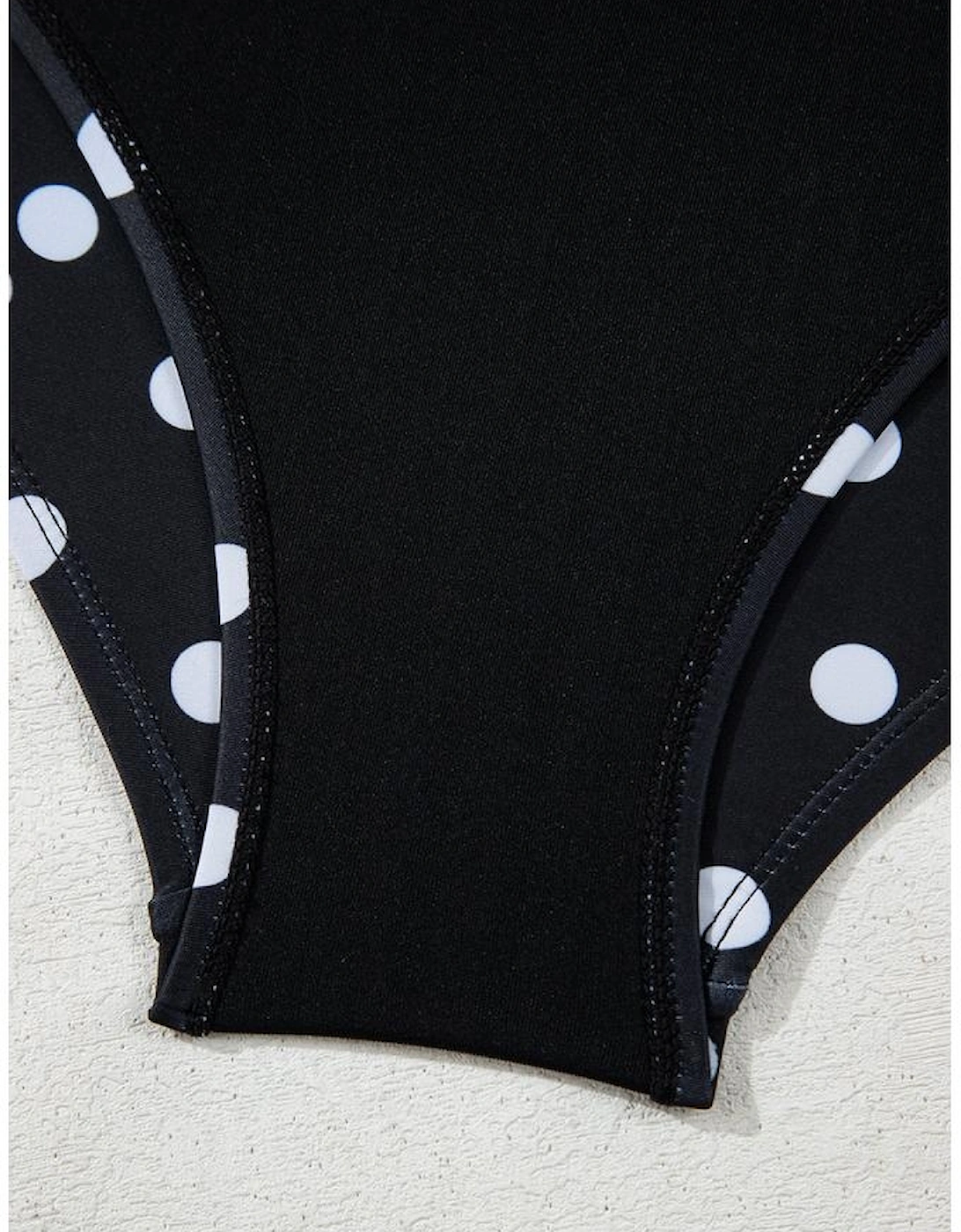 Black Polka Dot Print V Neck Tankini Set