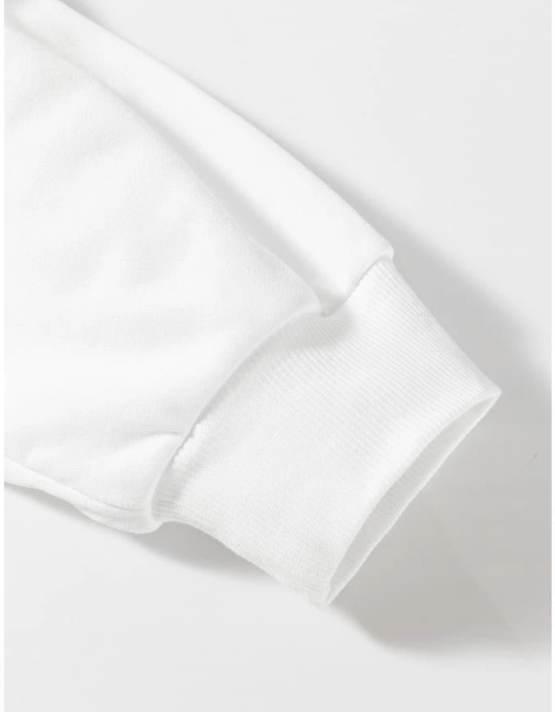 White Plus Size Colorful Striped Drop Shoulder Loose Sweatshirt