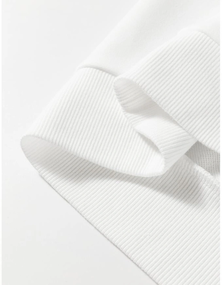 White Plus Size Colorful Striped Drop Shoulder Loose Sweatshirt