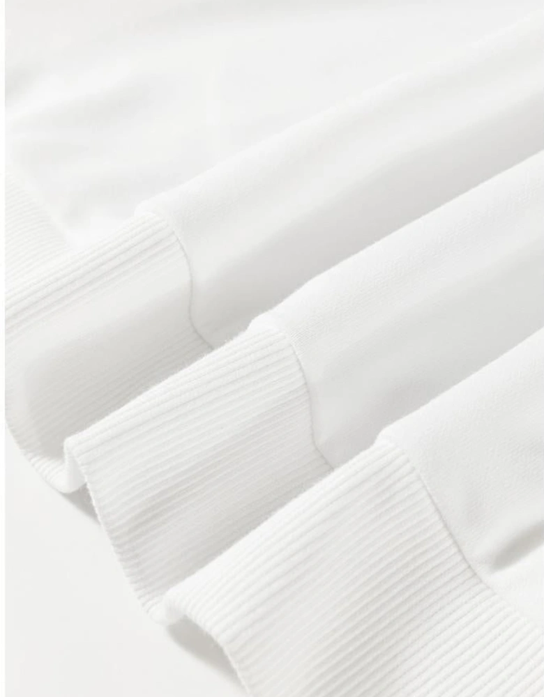 White Plus Size Colorful Striped Drop Shoulder Loose Sweatshirt