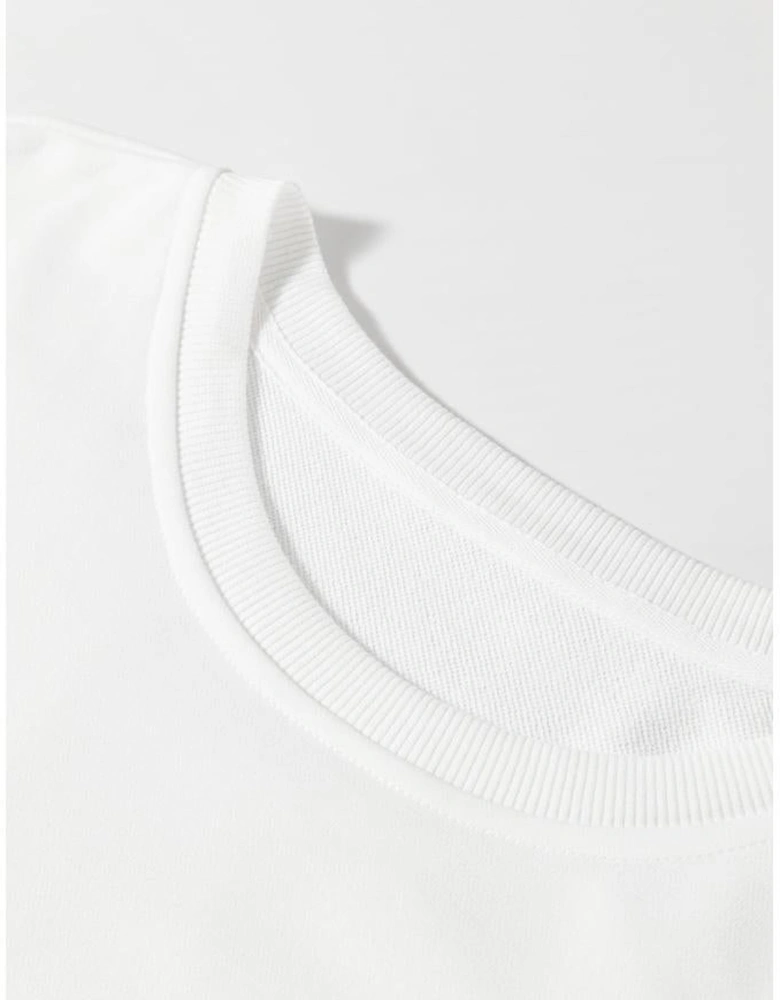 White Plus Size Colorful Striped Drop Shoulder Loose Sweatshirt