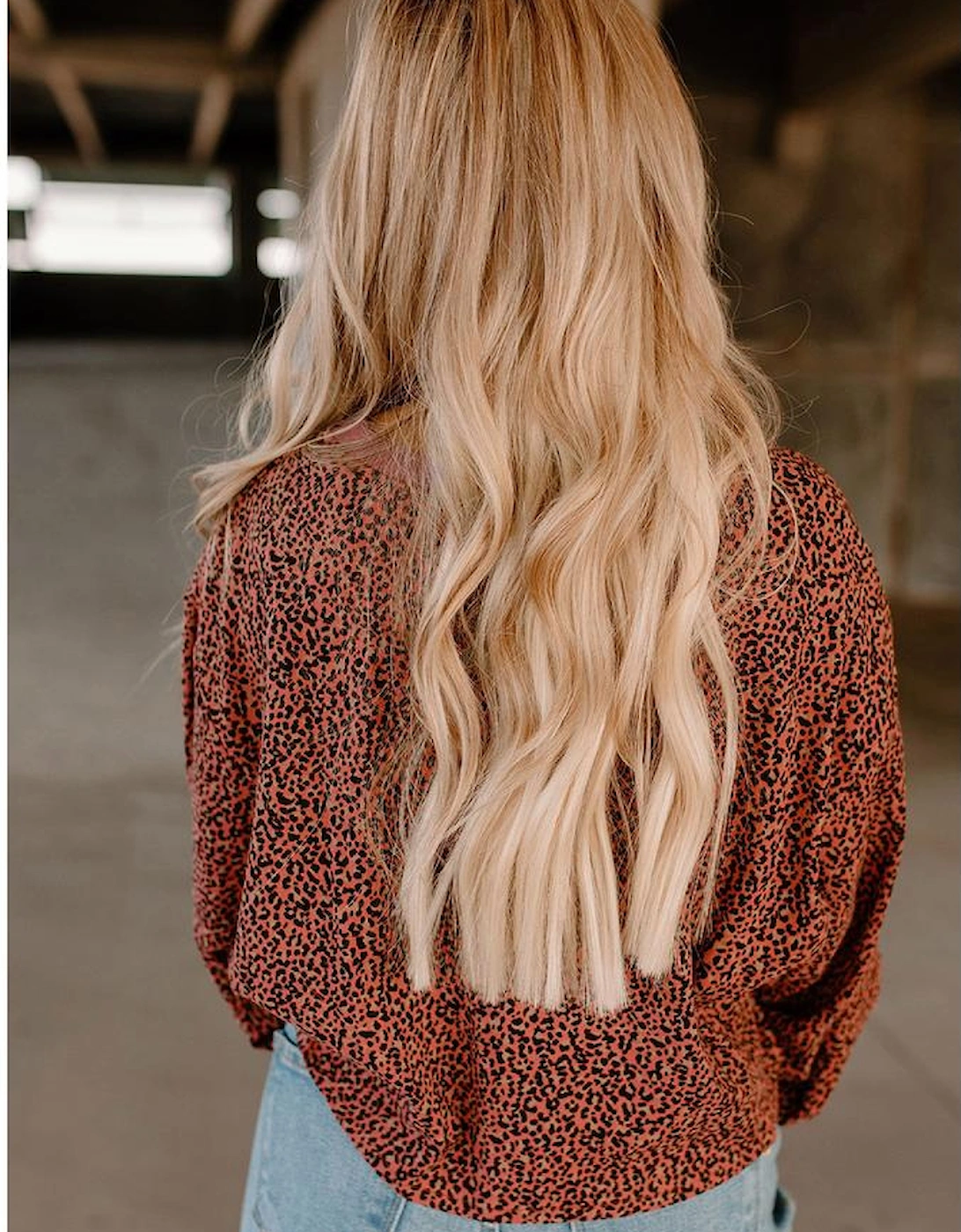 Vintage Leopard Bubble Sleeve Pullover Sweatshirt