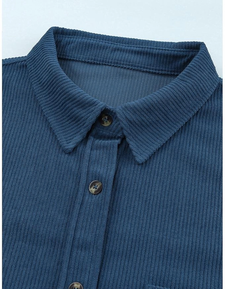 Blue Corduroy Button Pocket Shirt