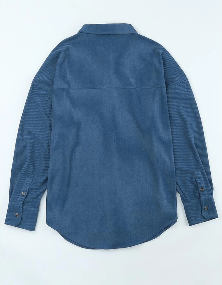 Blue Corduroy Button Pocket Shirt