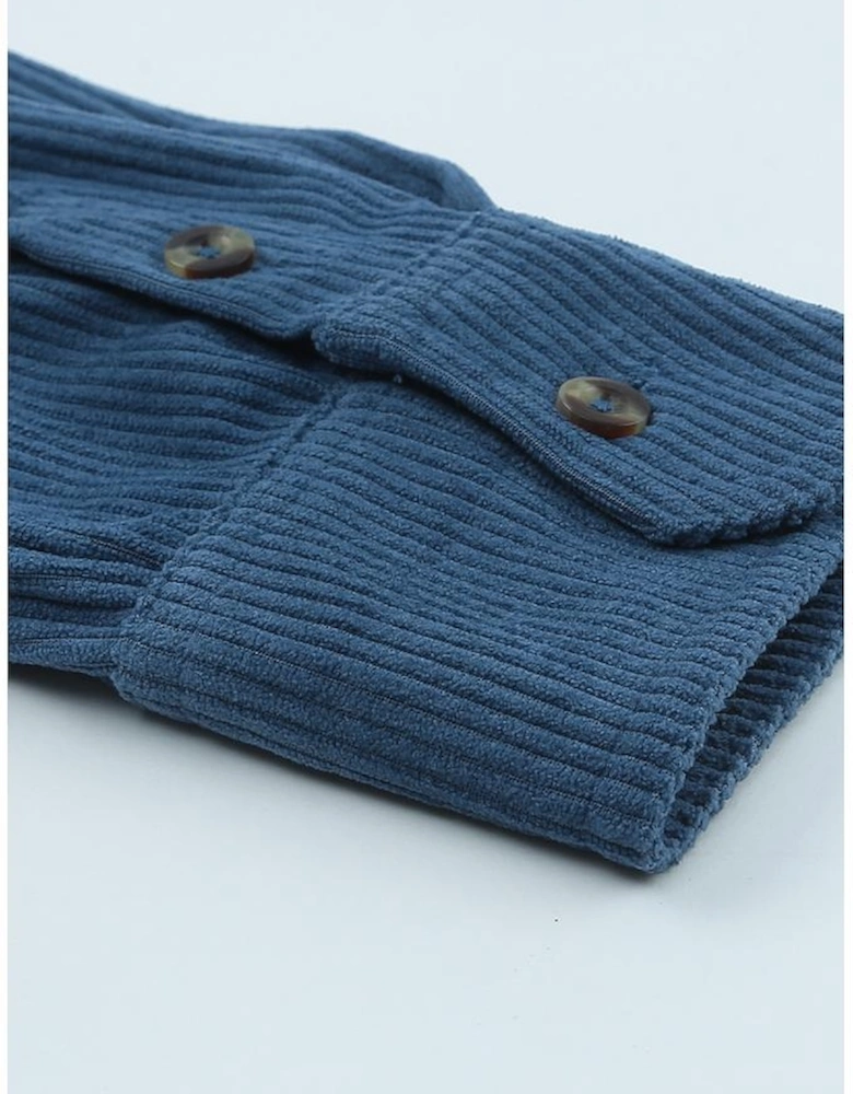 Blue Corduroy Button Pocket Shirt