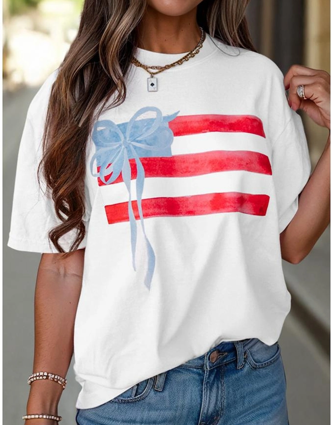 White Flag Bow Graphic Crewneck Tee, 4 of 3