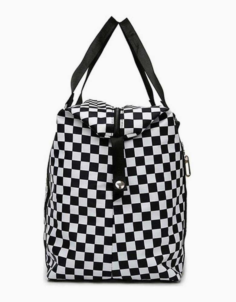 Black Checkered Print Large Capacity Tote Bag
