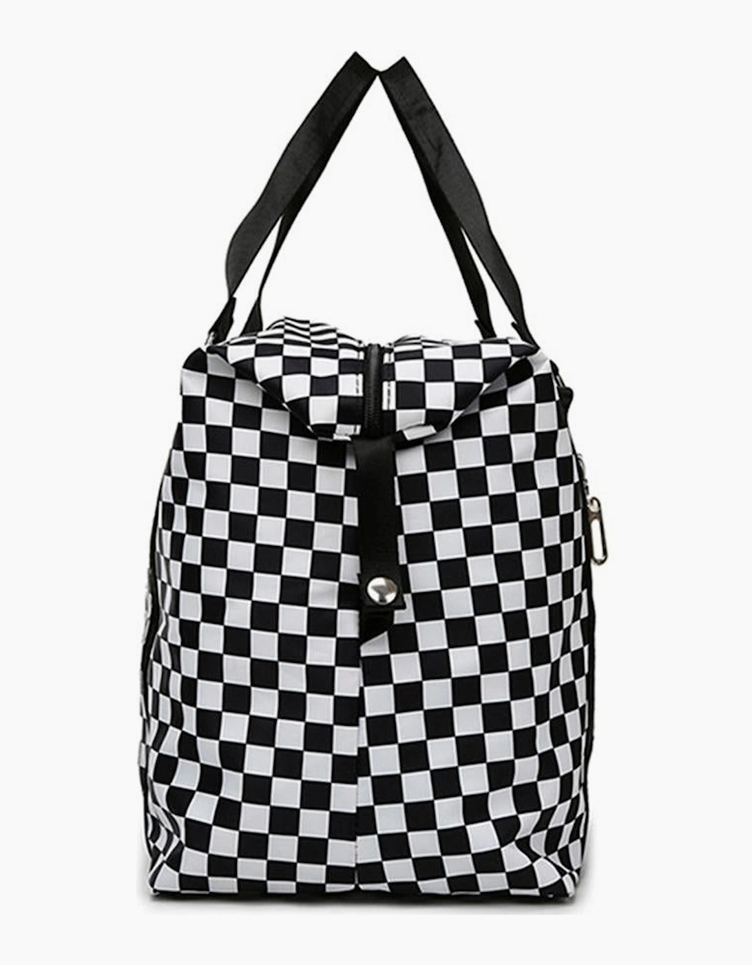 Black Checkered Print Large Capacity Tote Bag