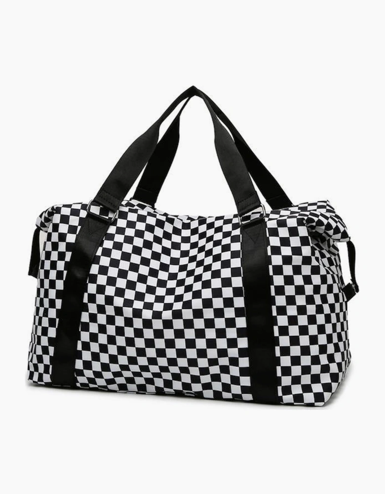 Black Checkered Print Large Capacity Tote Bag