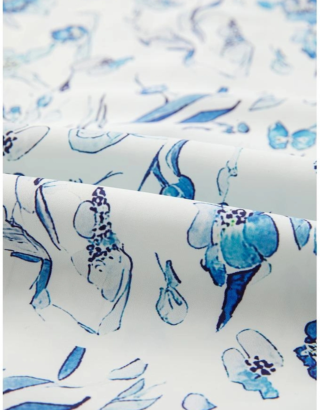 Sky Blue Floral Print Ruffled Short Sleeve Blouse