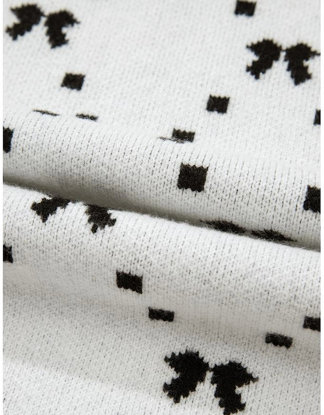 White Bow Pattern Buttoned Side Cropped Sweater Vest