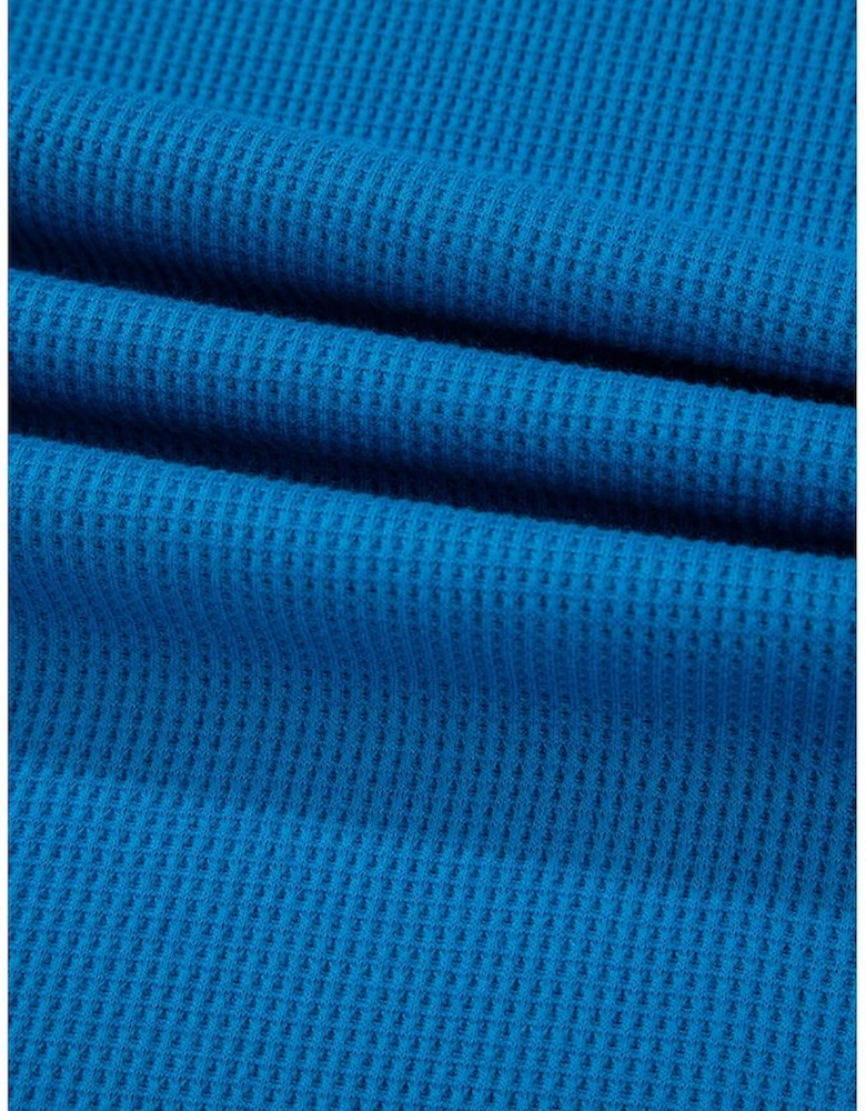 Sky Blue Lace Floral Patchwork Sleeve Stitching V Neck Rib Knit Blouse