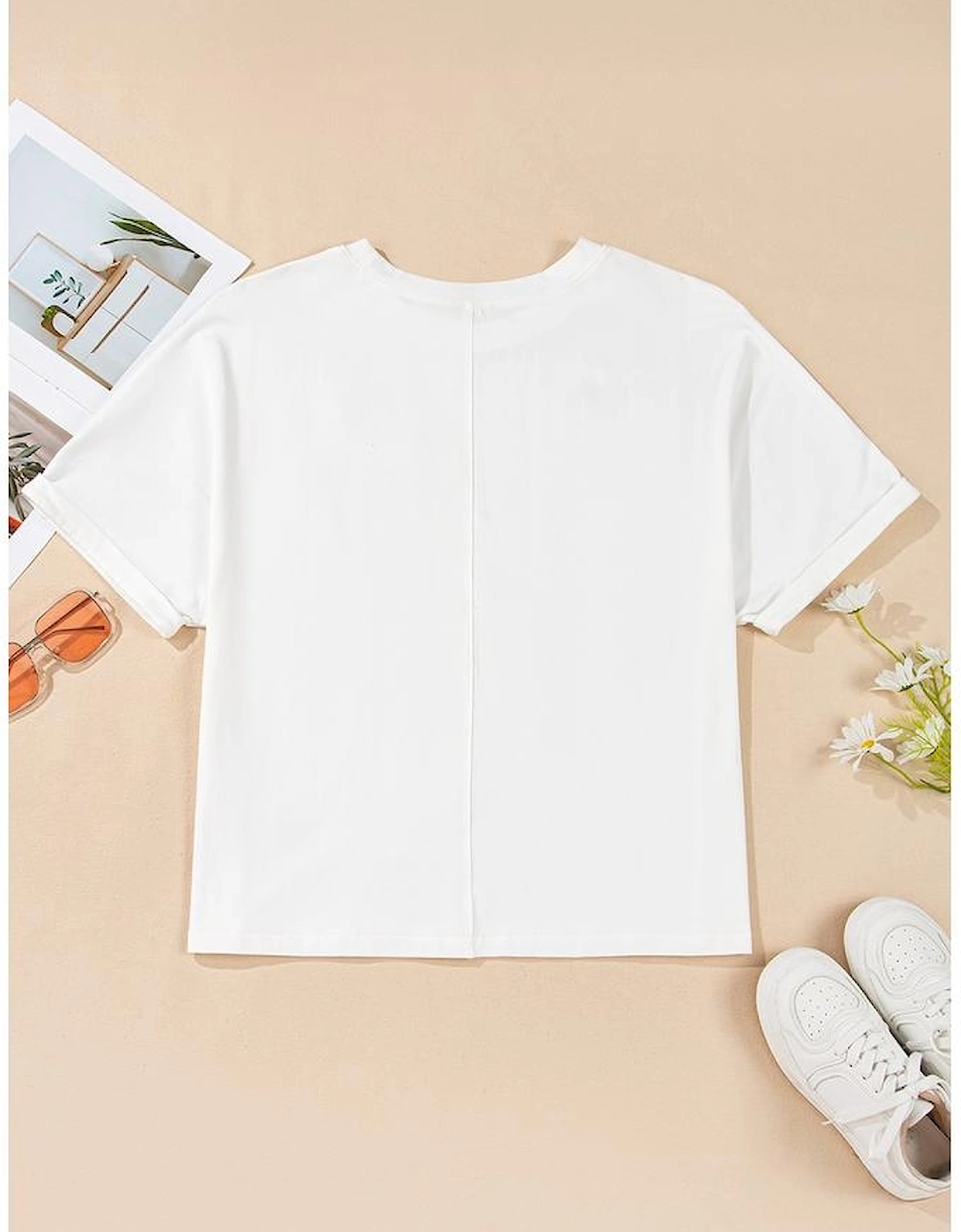 White St Patrick Lucky Clover Sequin Graphic T Shirt