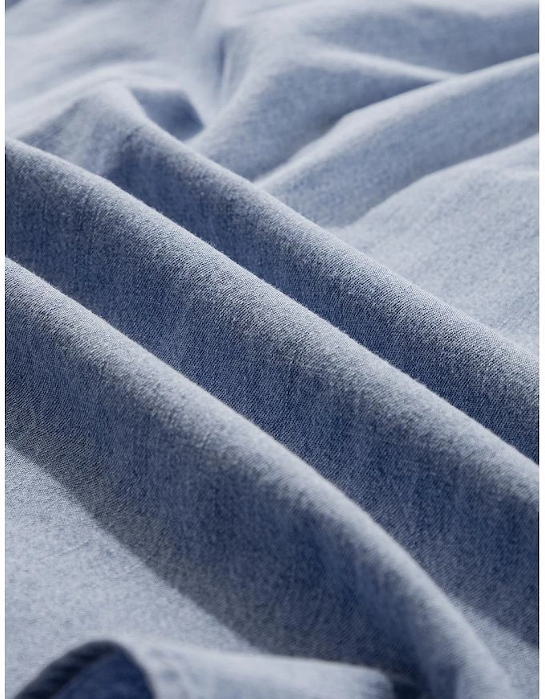 Beau Blue Frilly Ruffle Trim V Neck Chambray Tank Top