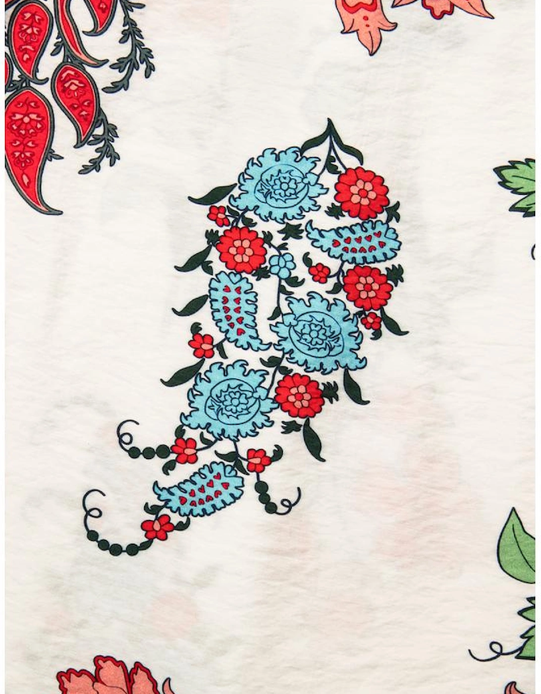 White Floral Print Contrast V Neck Tassel Tie Lace Detail Short Sleeve Blouse