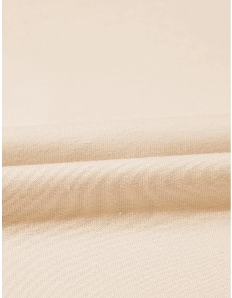 Beige Star Shape Studded Crew Neck Plus Size T Shirt