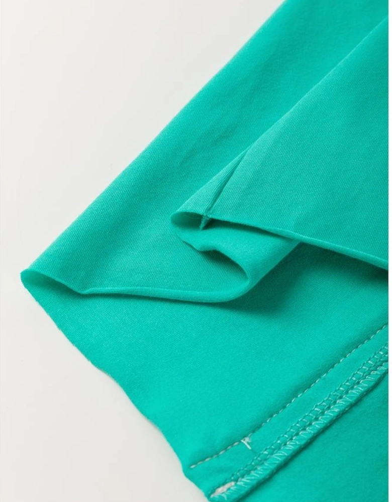 Sea Green Lace Bow Raw Edge Drop Shoulder Casual T Shirt