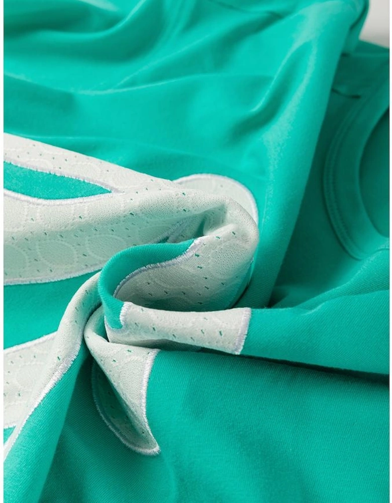 Sea Green Lace Bow Raw Edge Drop Shoulder Casual T Shirt