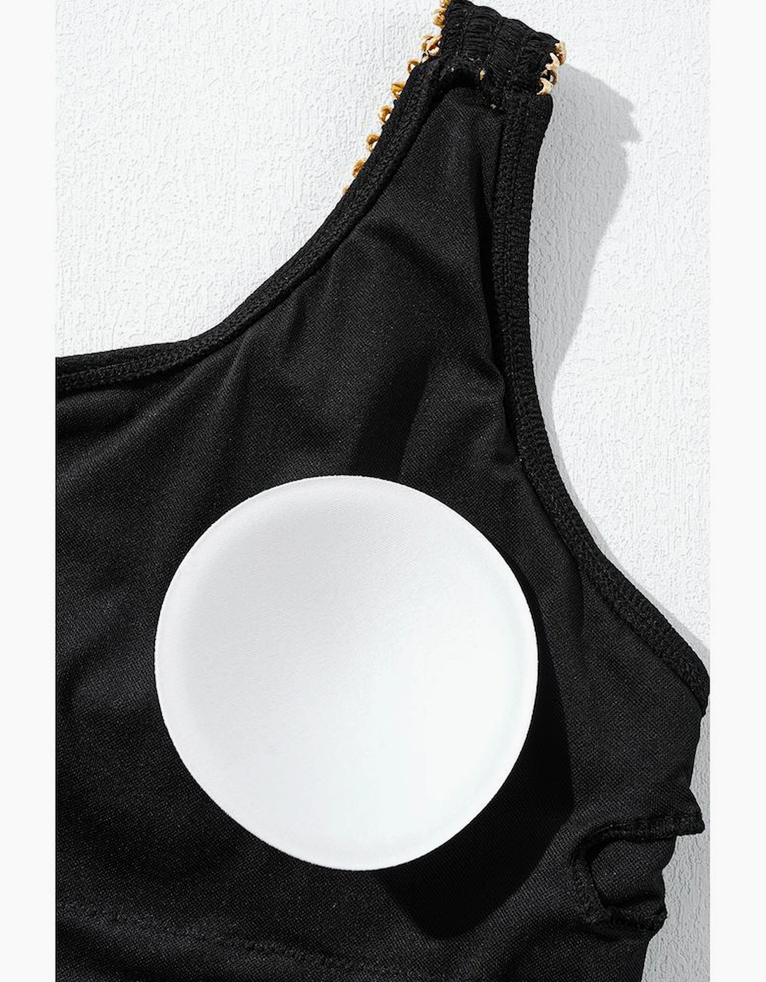 Black Textured Stitch One Shoulder Cutout One Piece Swimsuit
